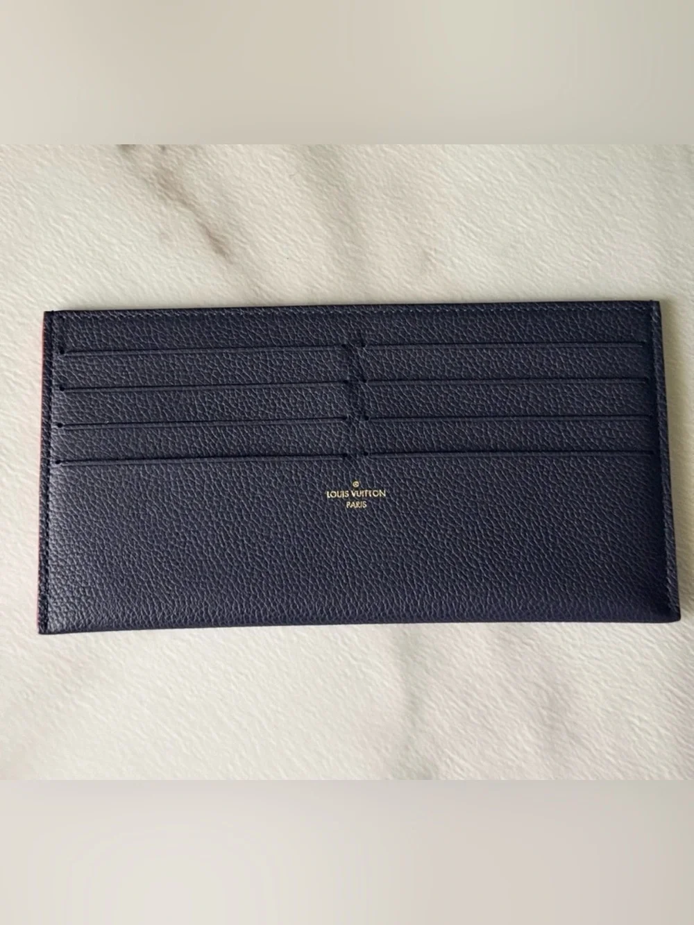 Louis Vuitton Navy Blue Leather Card Holder Insert Like New Authentic